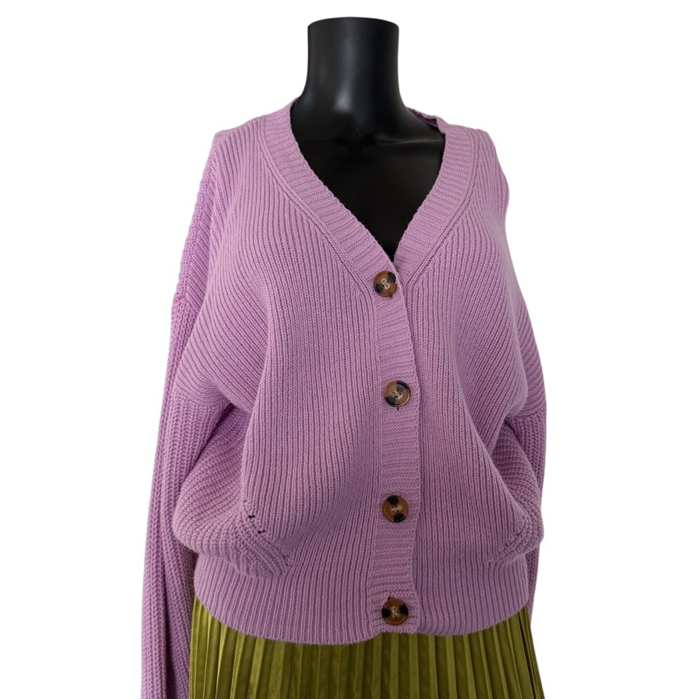 Time and Tru Lavender Button-Up Cardigan